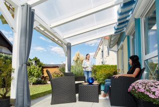 Terrace roof with acrylic multi-skin sheets