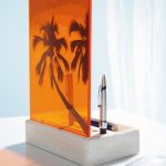 Pen box with acrylic glass coloured orange