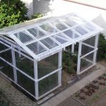Greenhouse with corrugated polycarbonate sheets clear