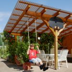 Yard canopy with acrylic corrugated sheets honeycomb bronze
